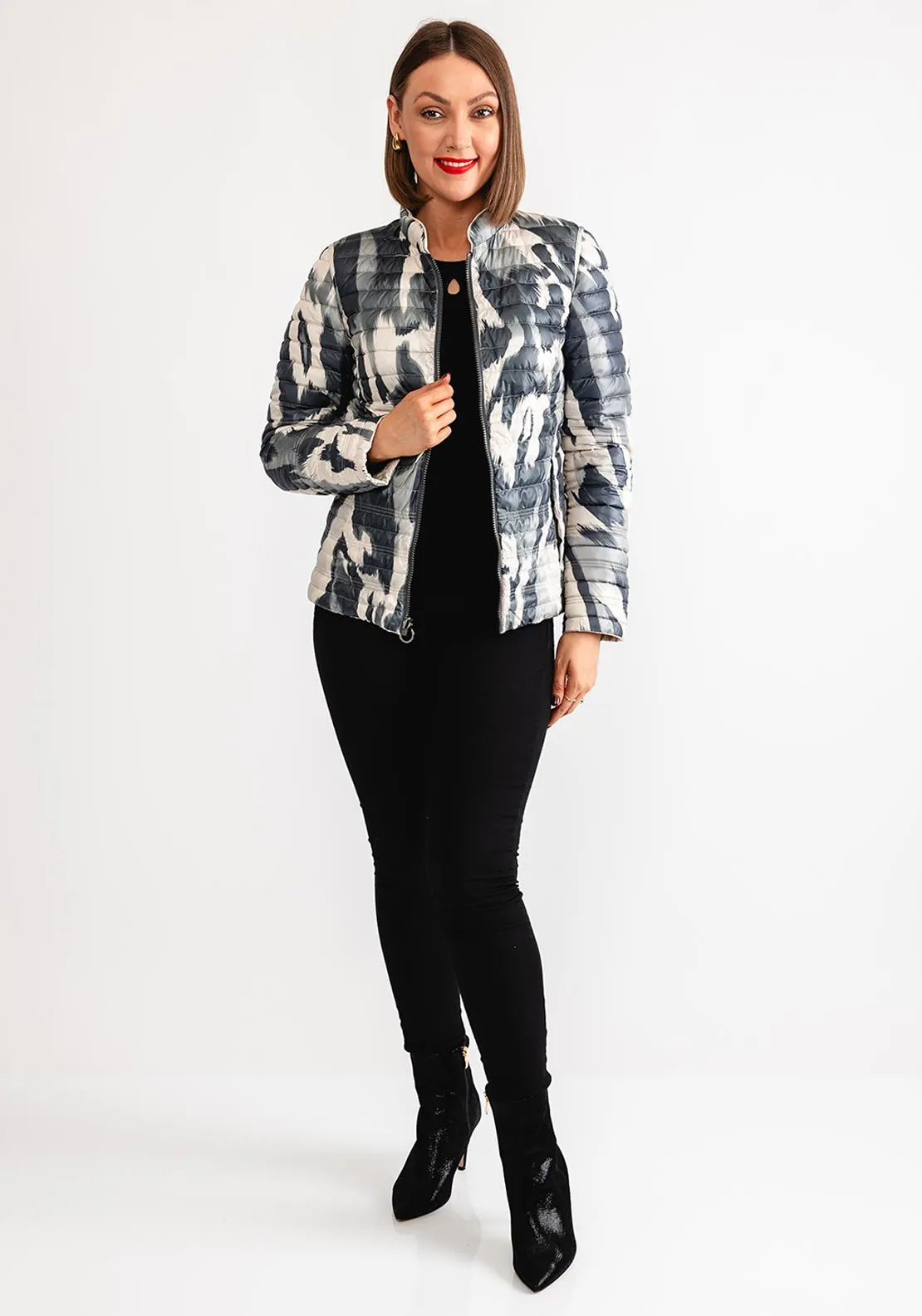 Barbara Lebek Padded Reversible Jacket, Neutral and Grey