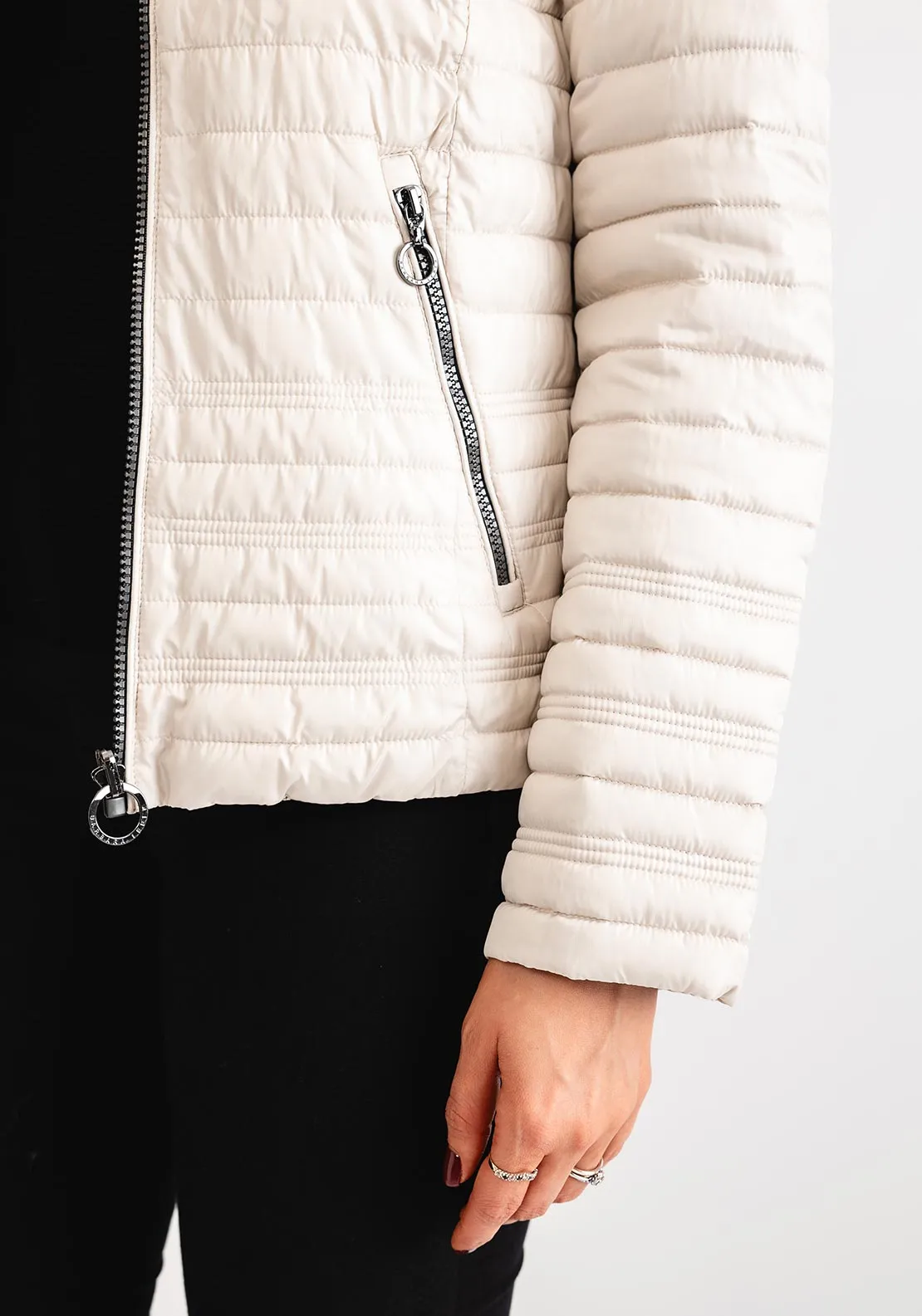 Barbara Lebek Padded Reversible Jacket, Neutral and Grey
