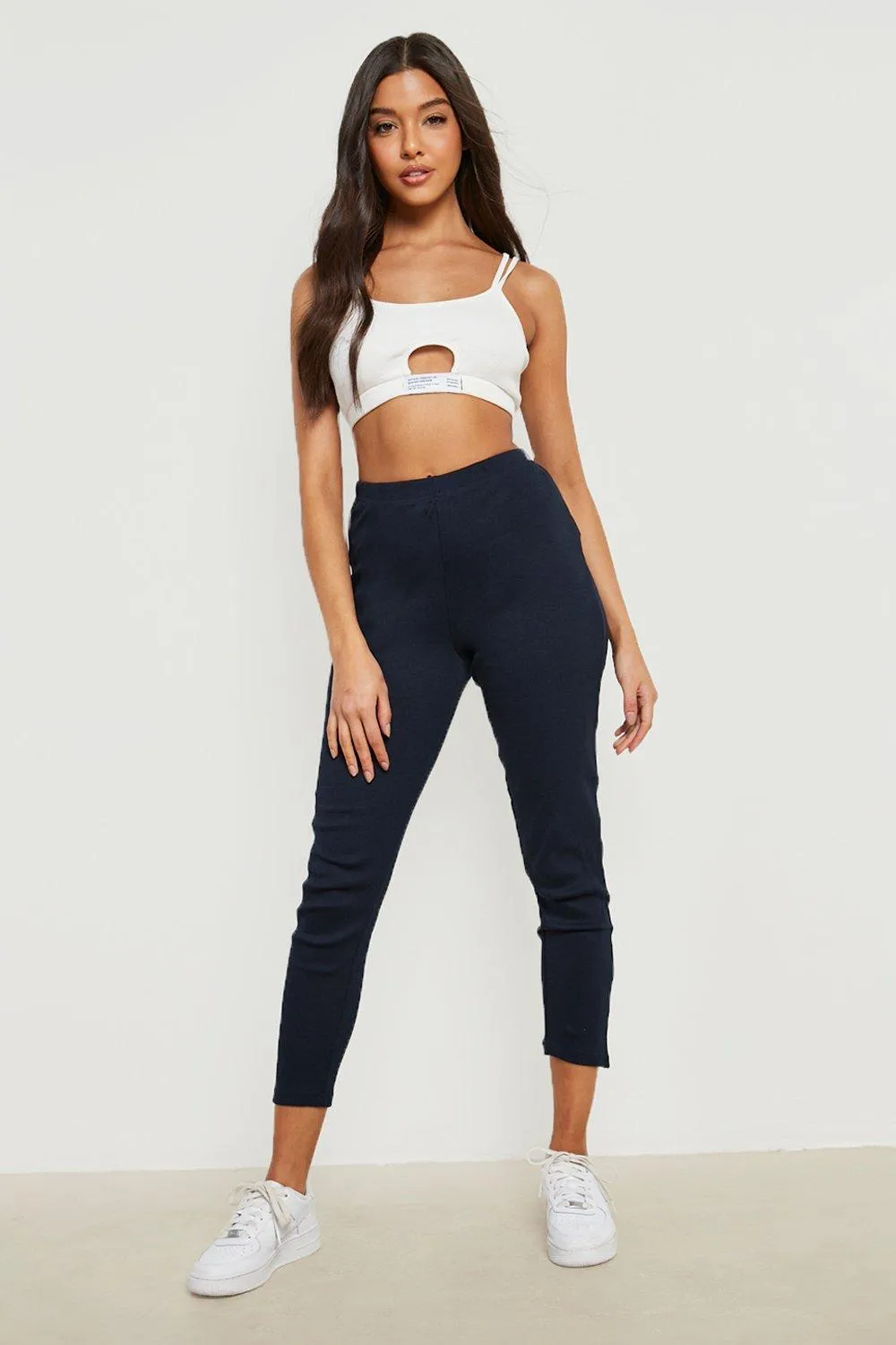 Basics 2 Pack High Waisted Ribbed Cropped Leggings