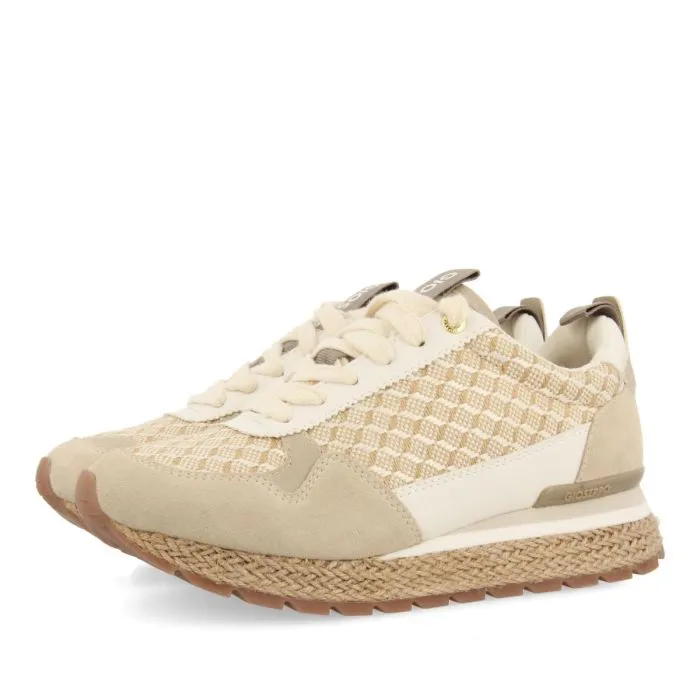 BEIGE SNEAKERS WITH GEOMETRIC PRINT FOR WOMEN TREMAIL