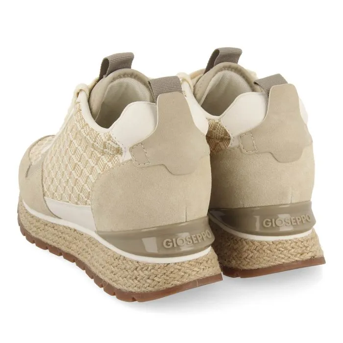 BEIGE SNEAKERS WITH INTERNAL WEDGE AND GEOMETRIC PRINT FOR WOMEN PUKE