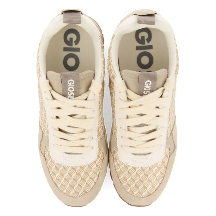 BEIGE SNEAKERS WITH INTERNAL WEDGE AND GEOMETRIC PRINT FOR WOMEN PUKE