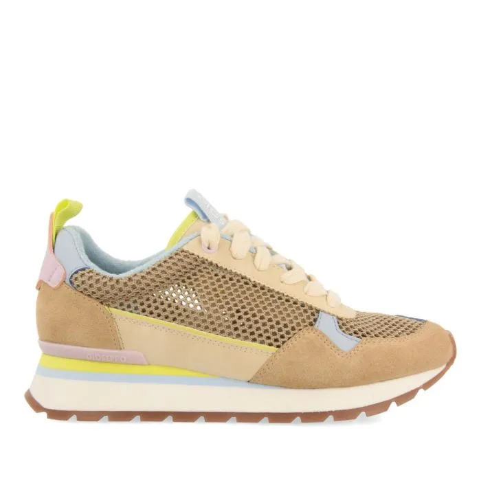 BEIGE SNEAKERS WITH MESH FABRIC FOR WOMEN VAMO