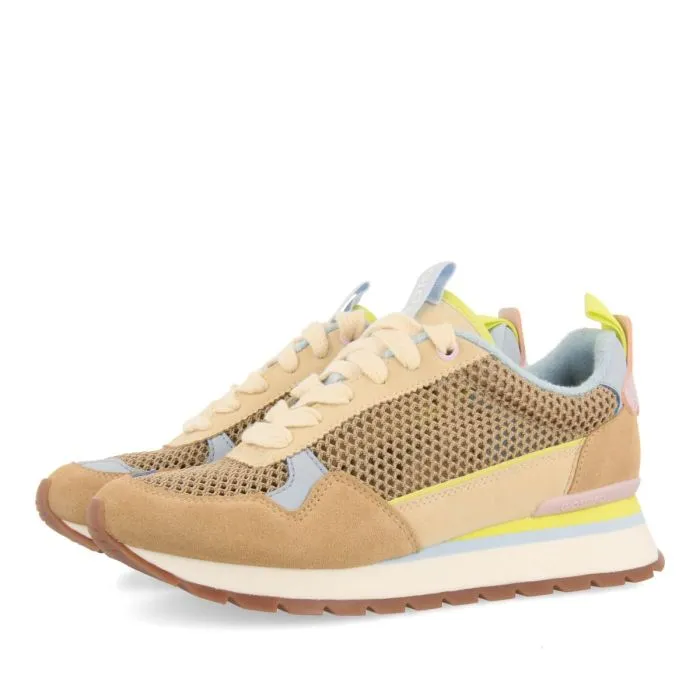 BEIGE SNEAKERS WITH MESH FABRIC FOR WOMEN VAMO