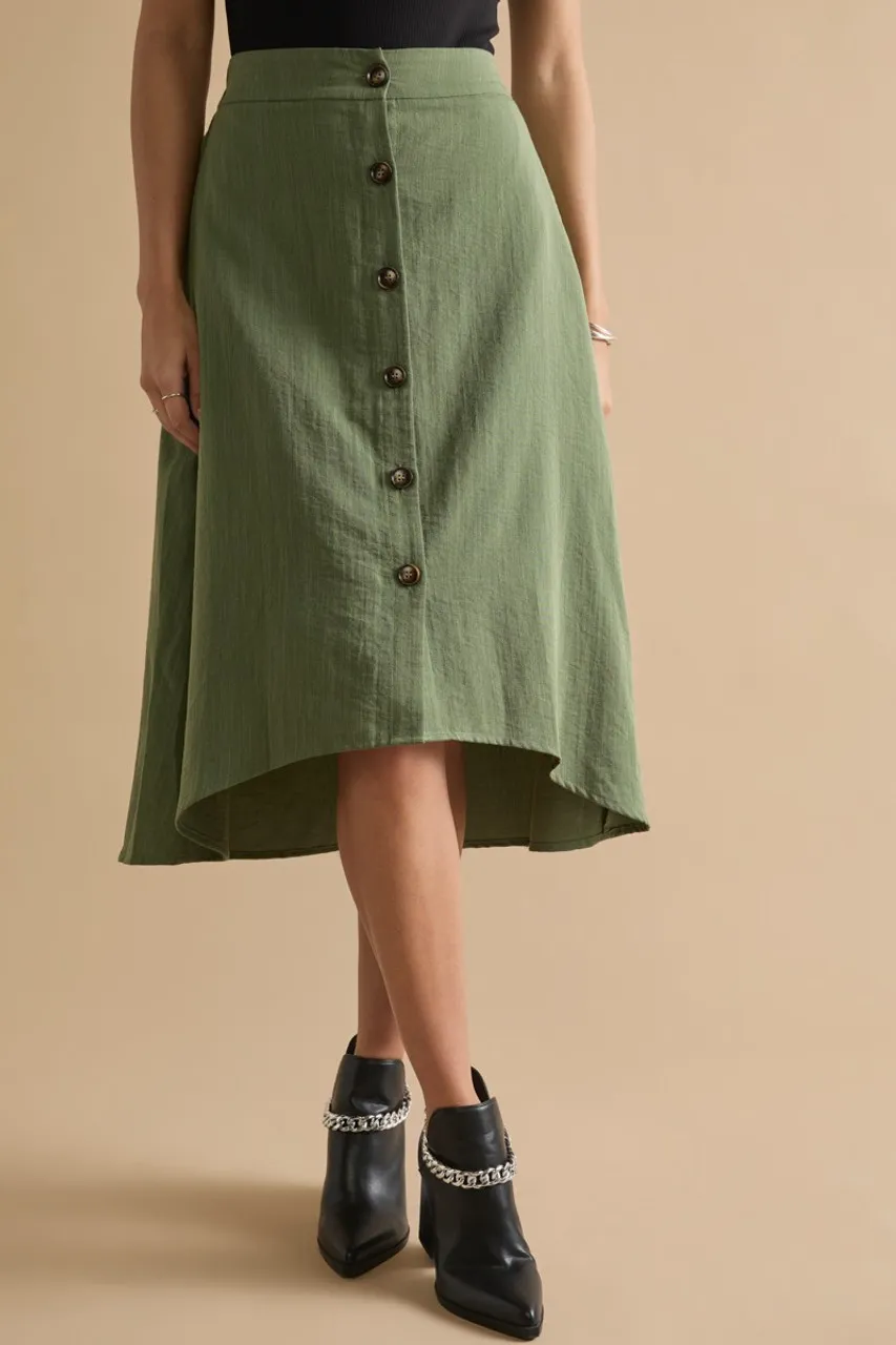 Belle Button Front Skirt