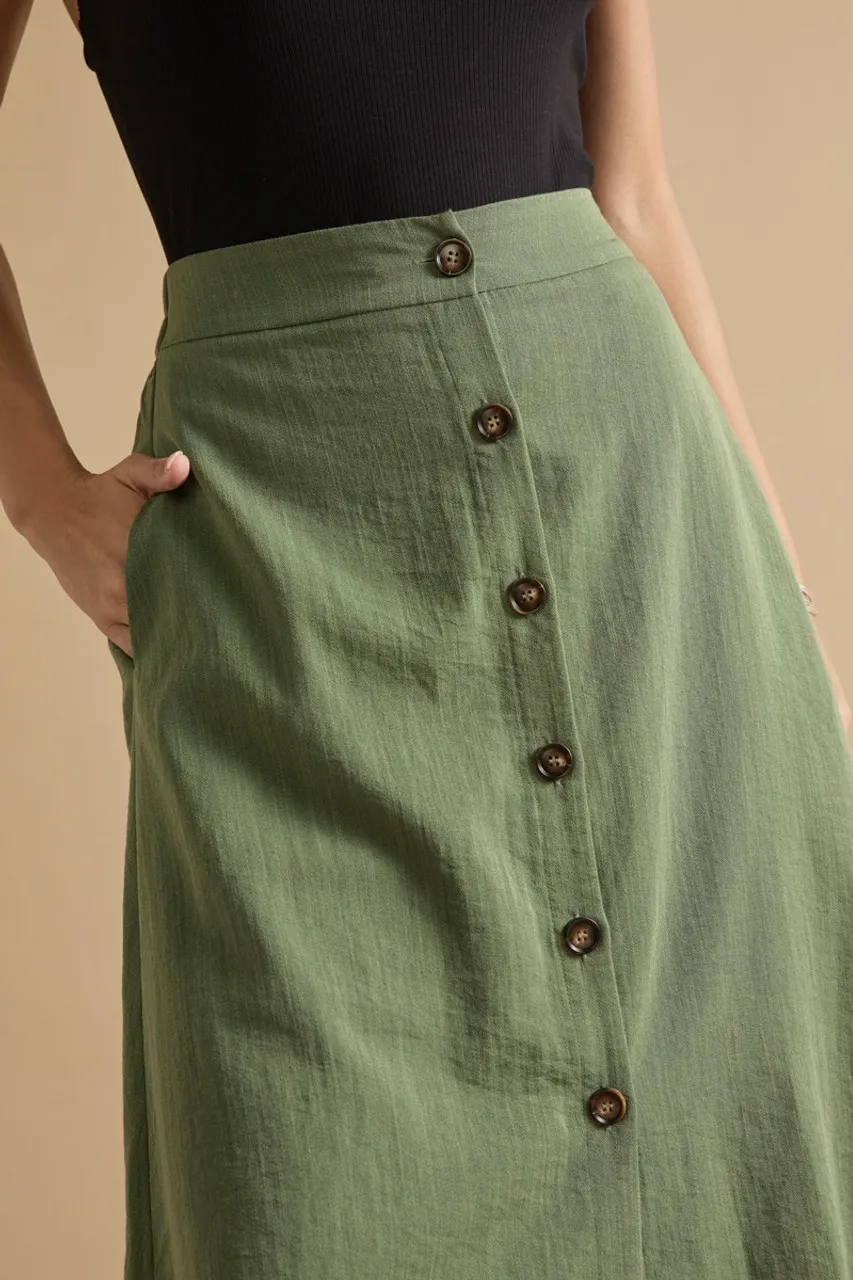 Belle Button Front Skirt