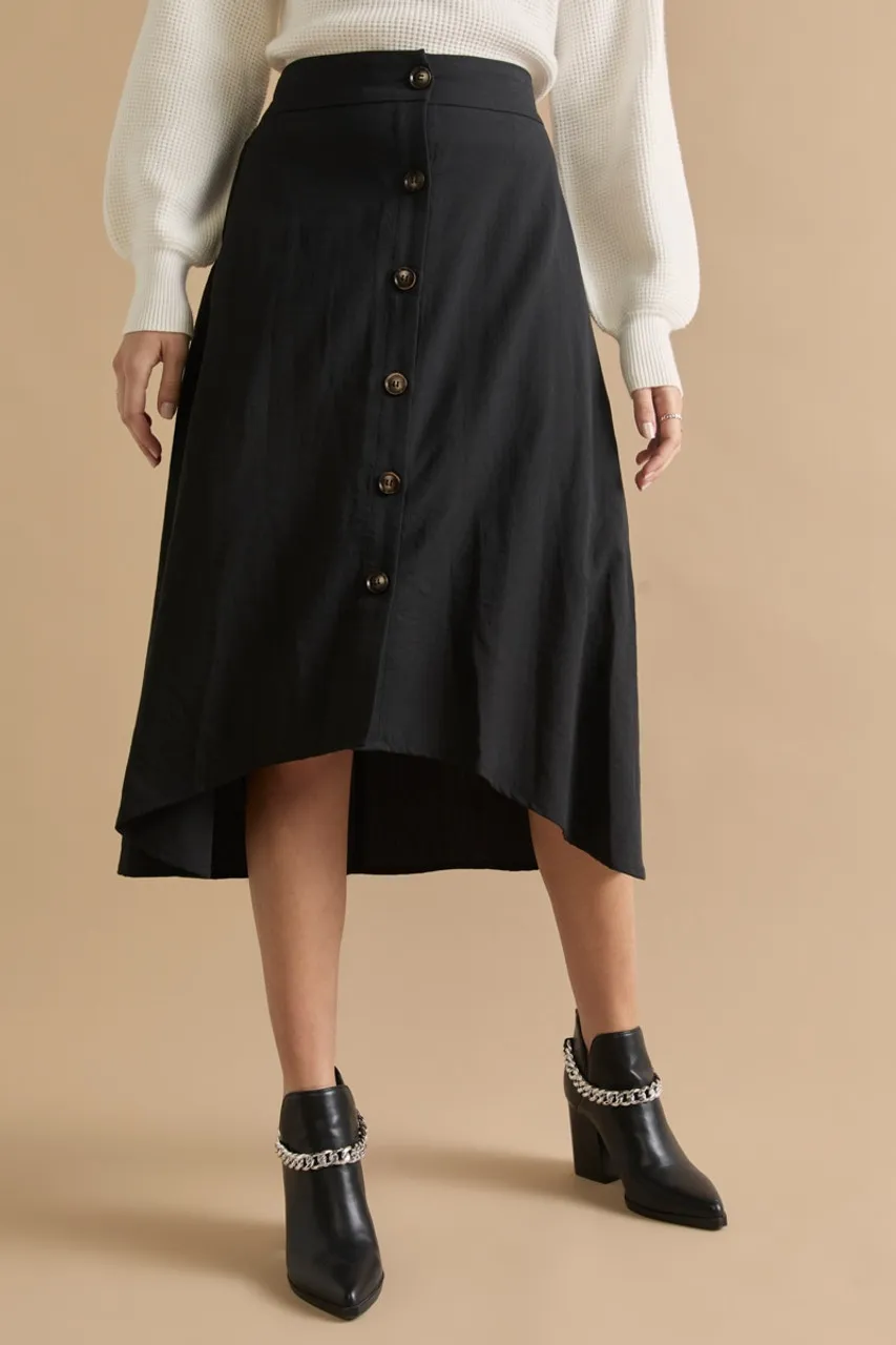 Belle Button Front Skirt