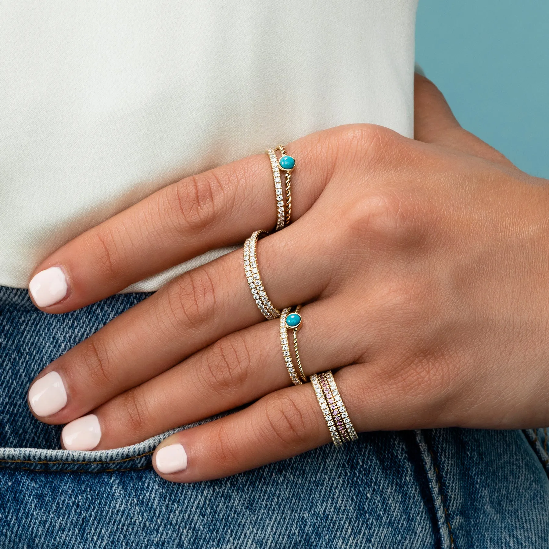 Bezel Twist Ring - Turquoise / 14k Yellow Gold