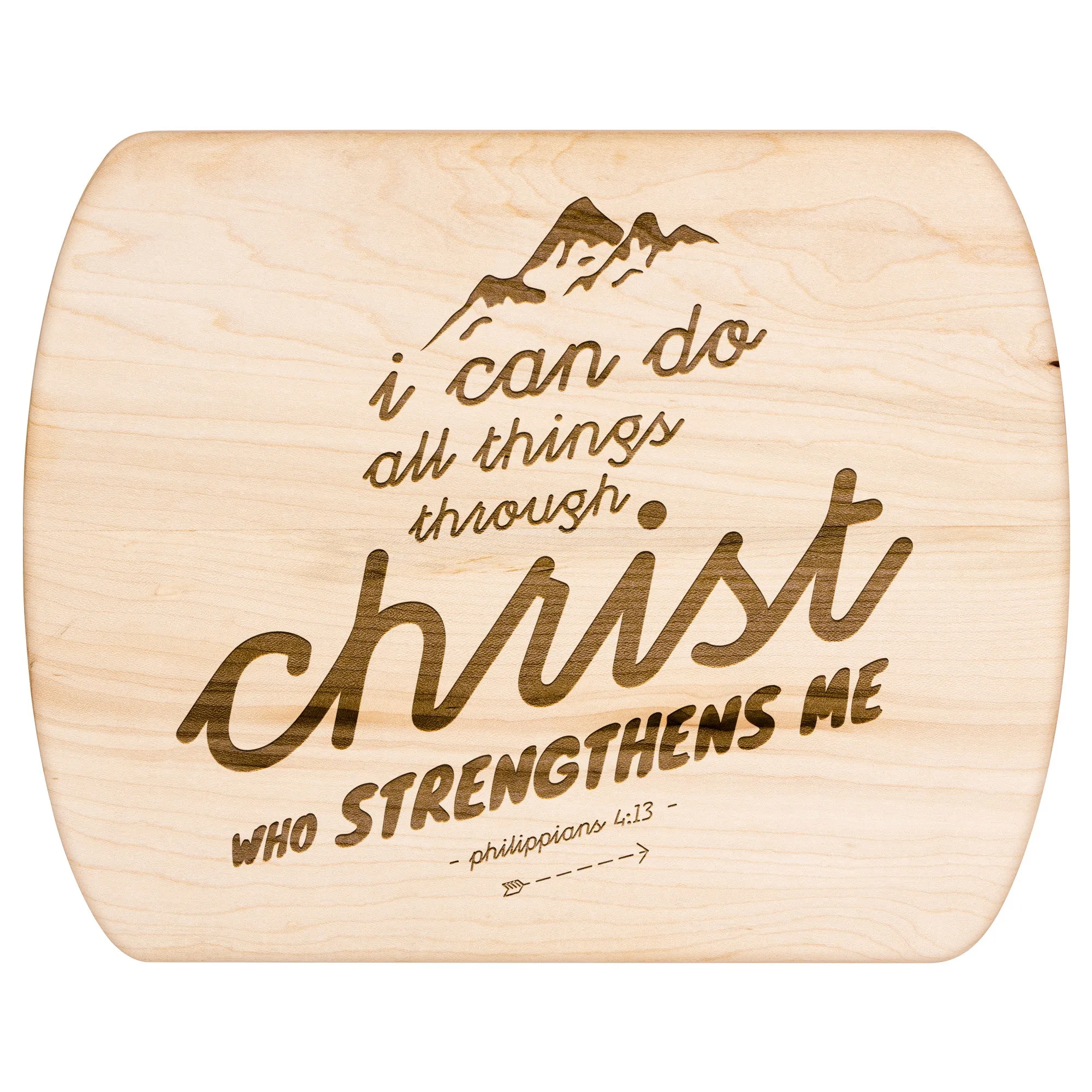 Bible Verse Hardwood Oval Cutting Board - I Can Do All Things Through Christ ~Philippians 4-13~ Design 14