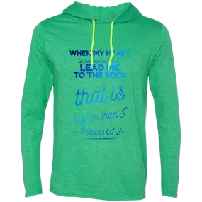 Bible Verse Men Long Sleeve T-Shirt Hoodie - Lead Me To The Rock That Is Higher Than I ~Psalm 61:2~ Design 18