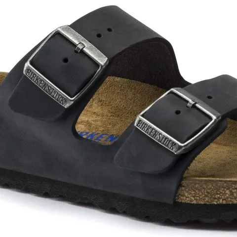 Birkenstock Arizona Two Strap Sandals (Soft Footbed) - Black Oiled Leather