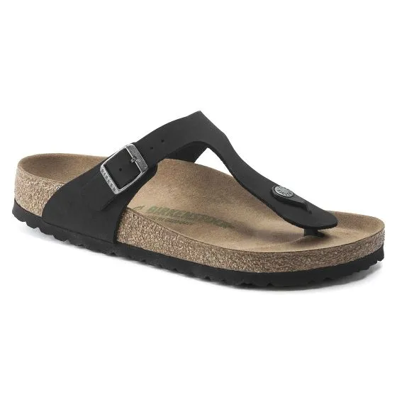 Birkenstock Unisex Gizeh Birkibuc Earthy Black Sandals - Narrow Fit