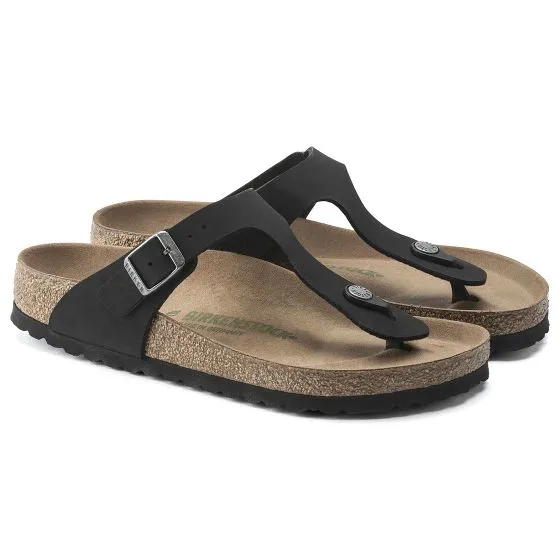 Birkenstock Unisex Gizeh Birkibuc Earthy Black Sandals - Narrow Fit