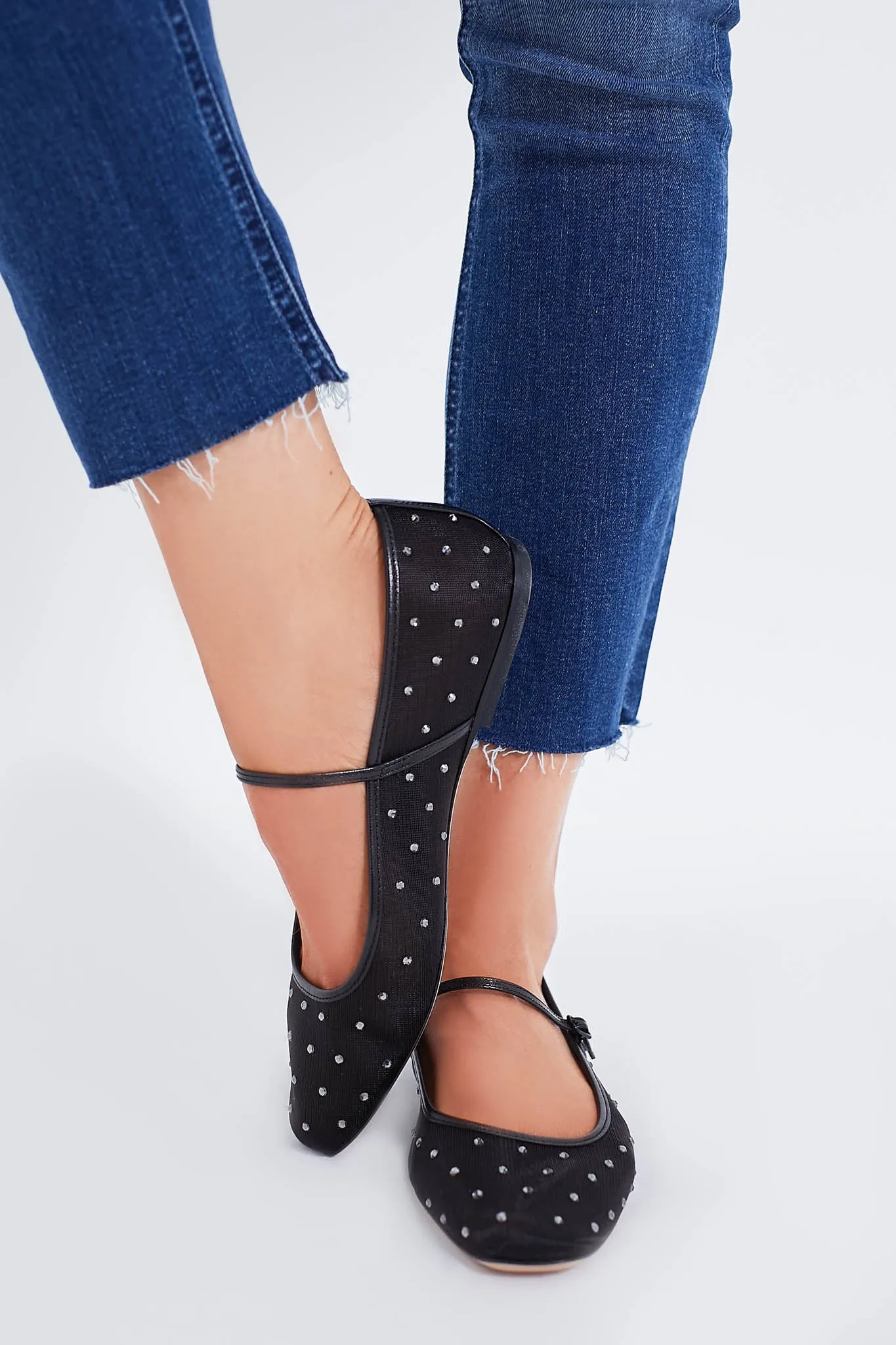 Black Diamond Ellie Mesh Crystal Flats