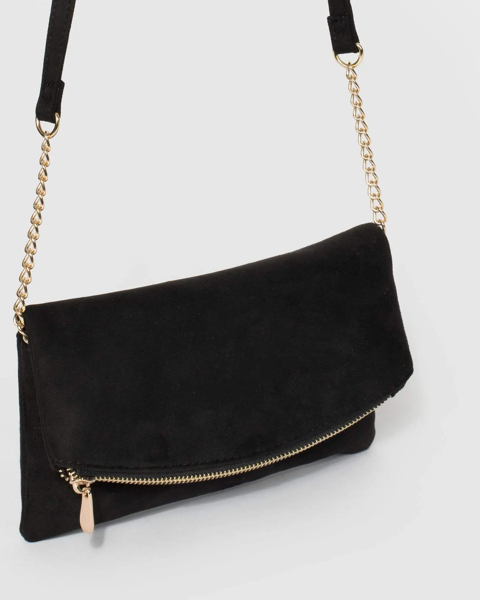 Black Gisela Fold Over Clutch Bag