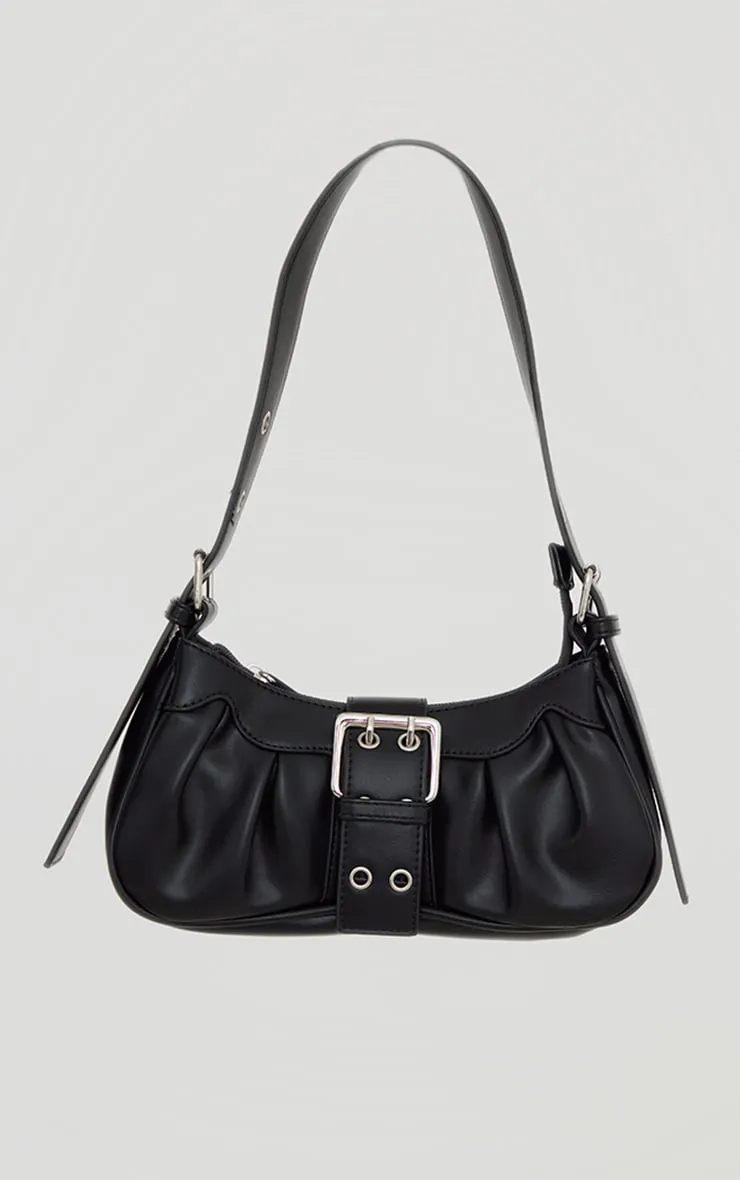 Black Pu Eyelet Buckle Shoulder Bag