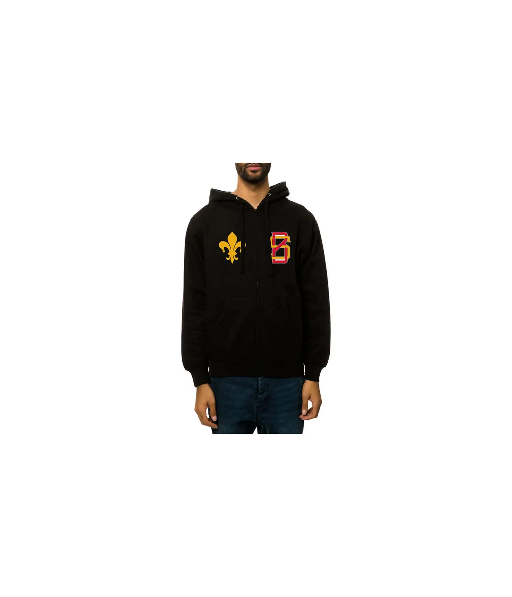 Black Scale Mens The Saint Varsity Zip Up Hoodie Sweatshirt, TW1