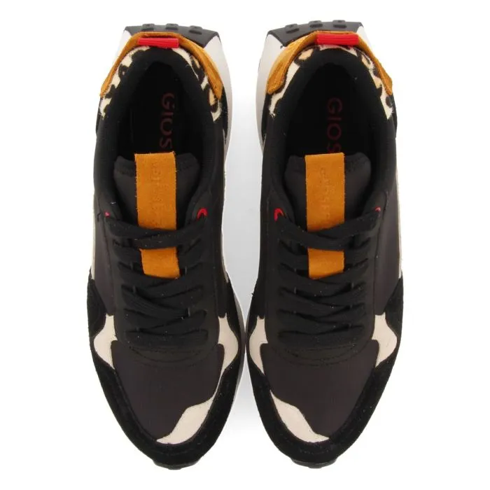 BLACK SNEAKERS WITH ANIMAL PRINT DETAIL FOR WOMEN KERBY