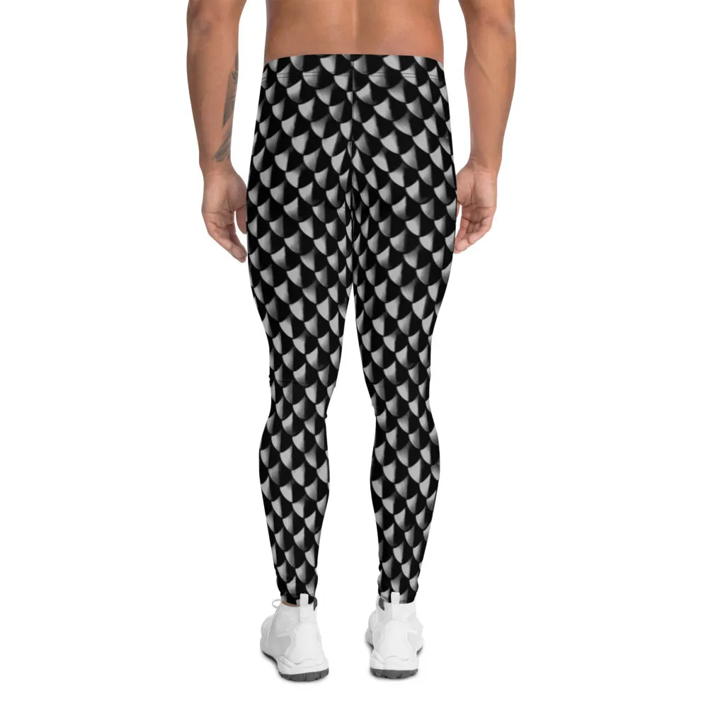 Blackened Scale Mail Print Men's Leggings