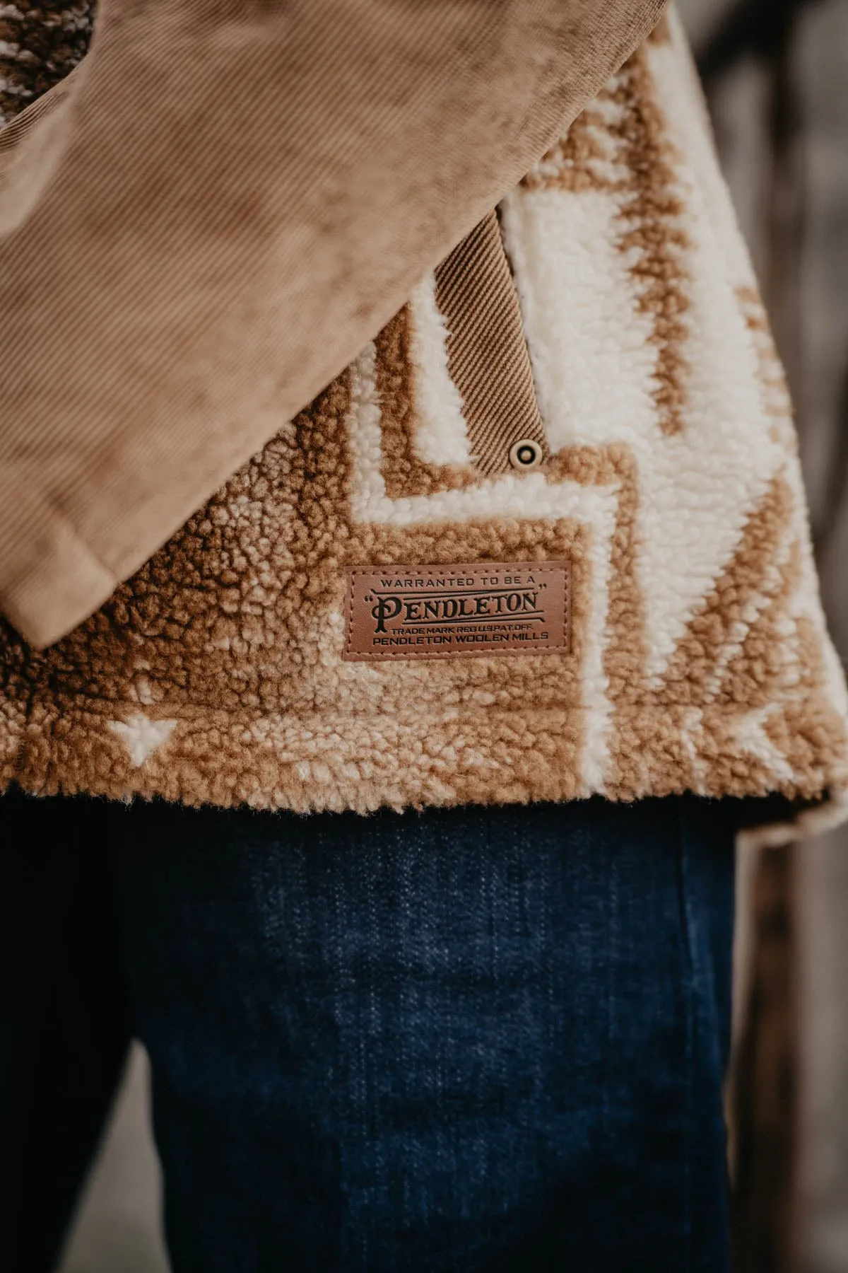 'Blanca' Berber & Corduroy Hooded Pendleton Jacket (1 XS only)