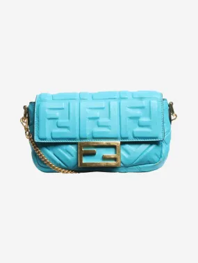   Blue Mini baguette bag in embossed leather