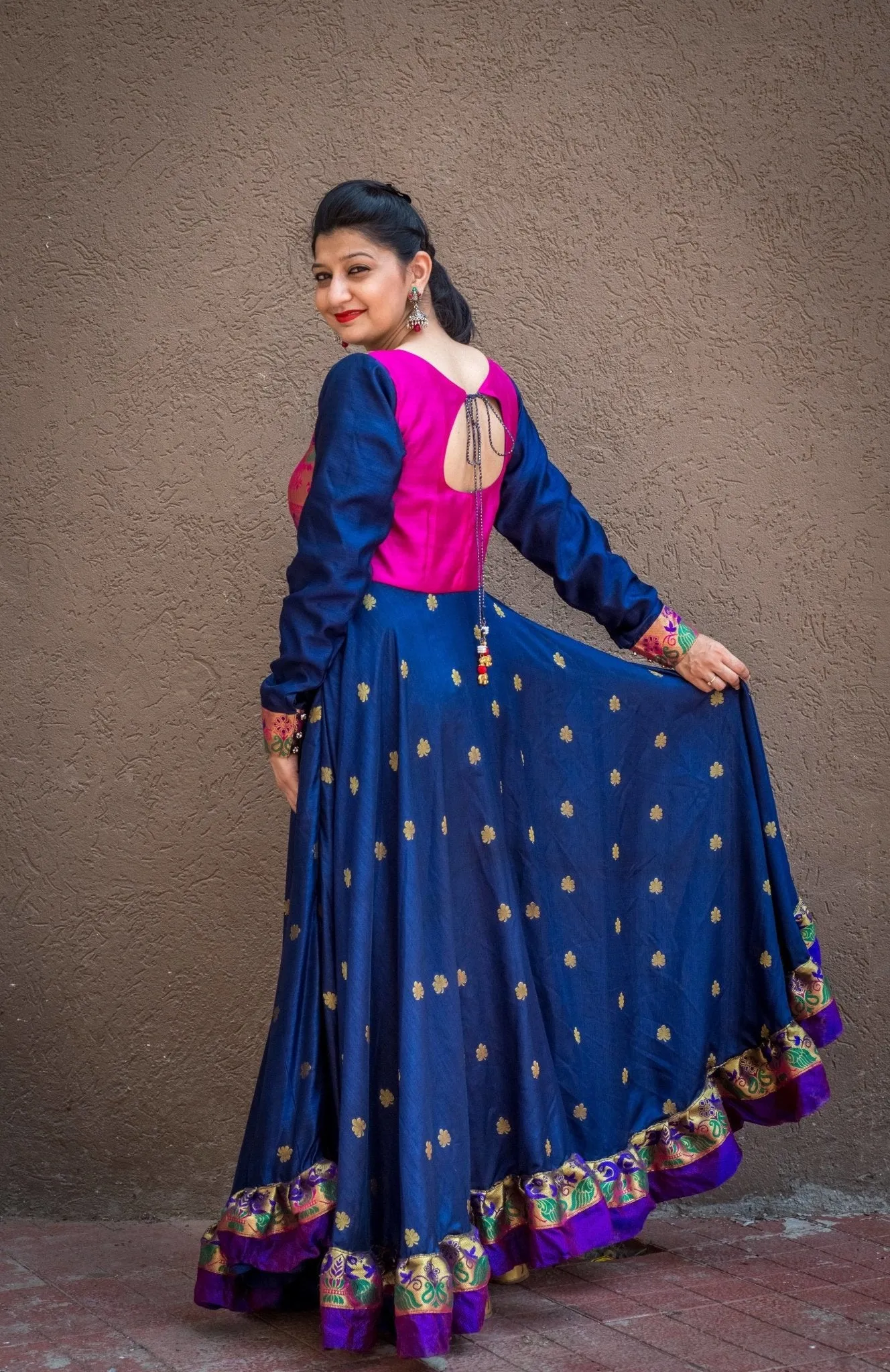 Blue paithani dress