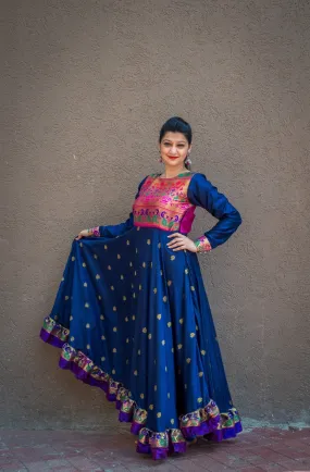 Blue paithani dress