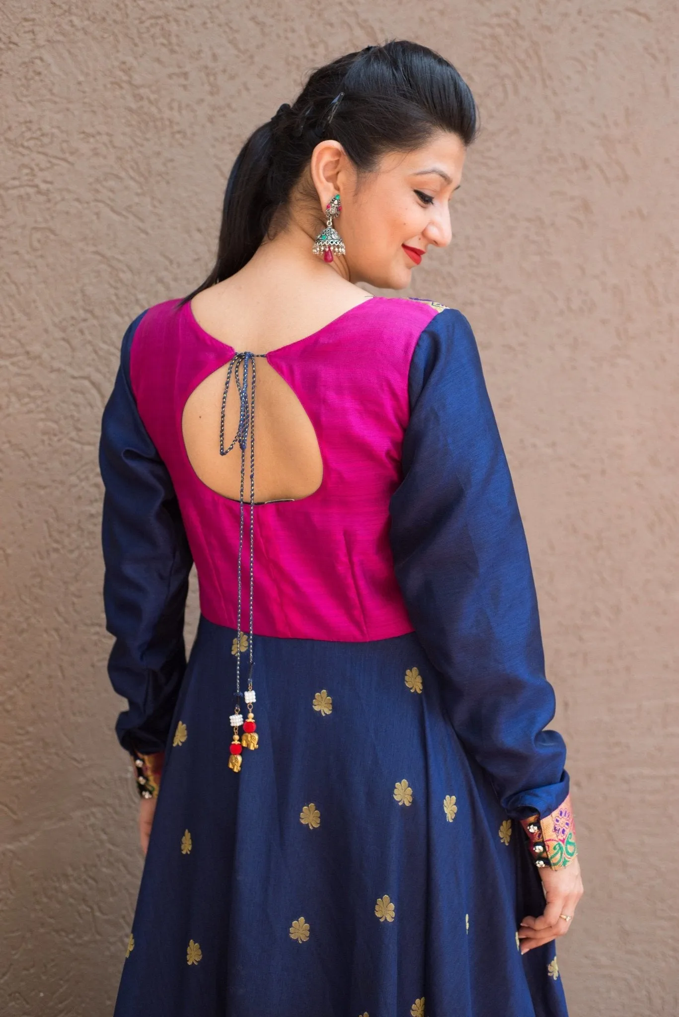 Blue paithani dress