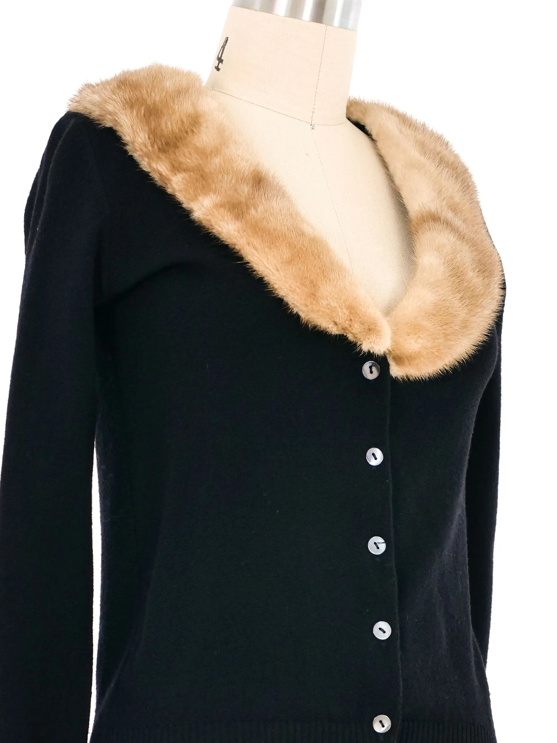 Blumarine Mink Fur Collar Cardigan