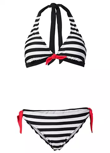 bonprix Stripy Halter Tie Bikini Set | Grattan