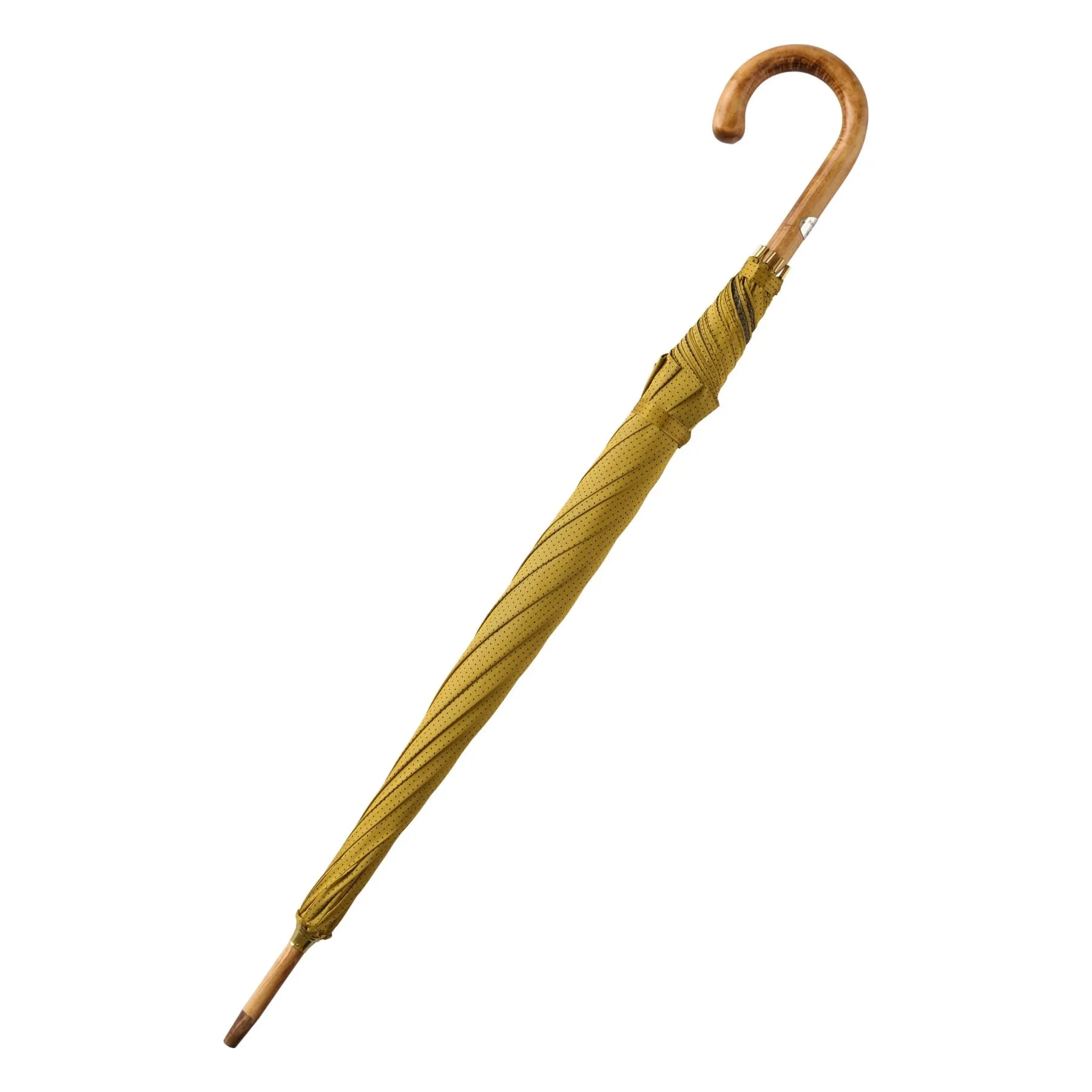  Bontoni Apple Wood-Handle Polka Dot Umbrella in Yellow