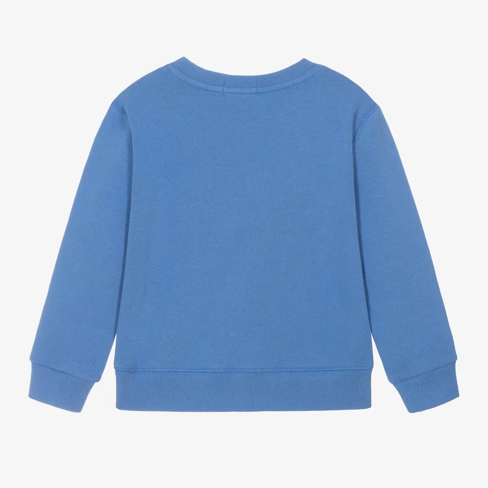 Boys Blue Cotton Polo Bear Sweatshirt