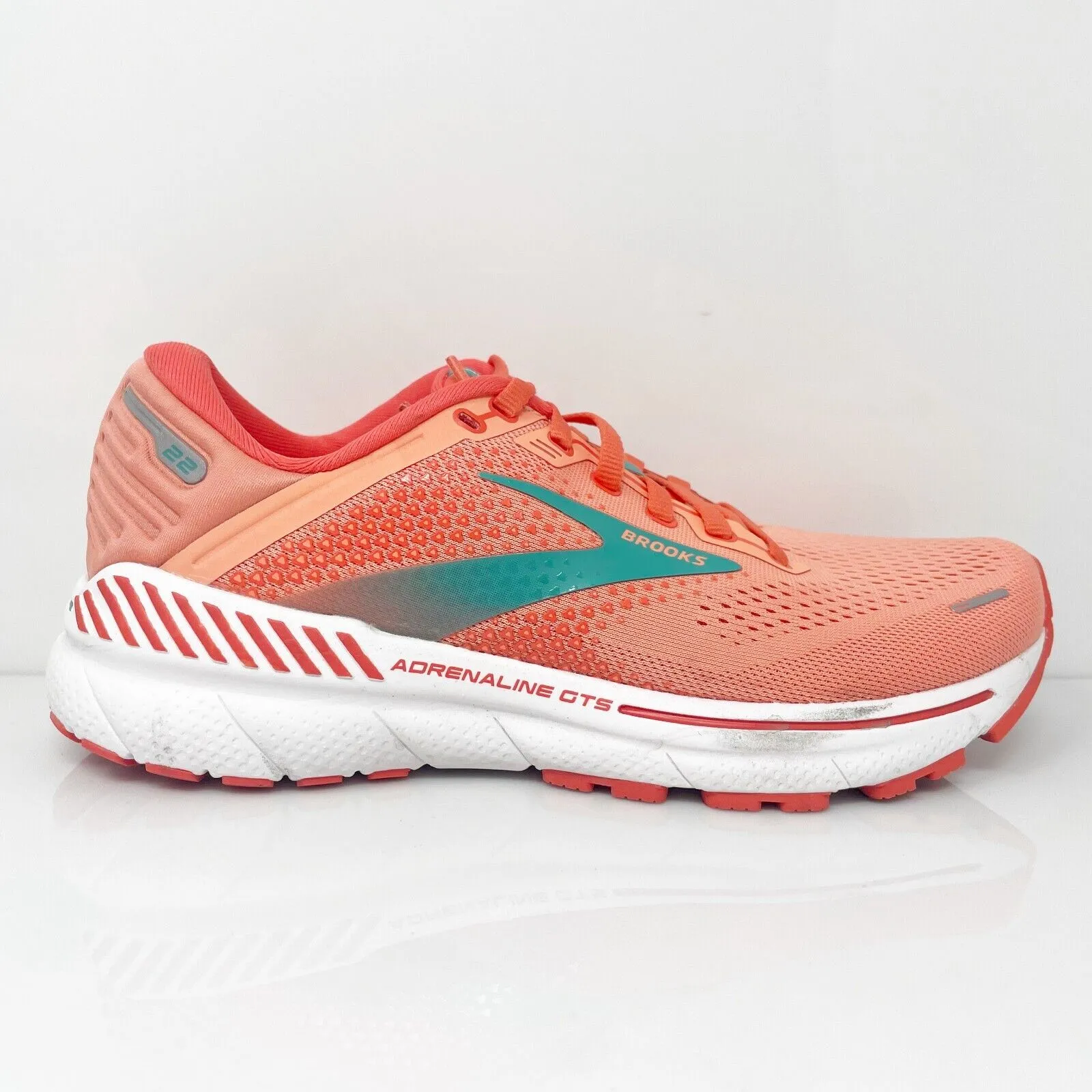 Brooks Womens Adrenaline GTS 22 1203531B680 Orange Running Shoes Sneakers Sz 8 B