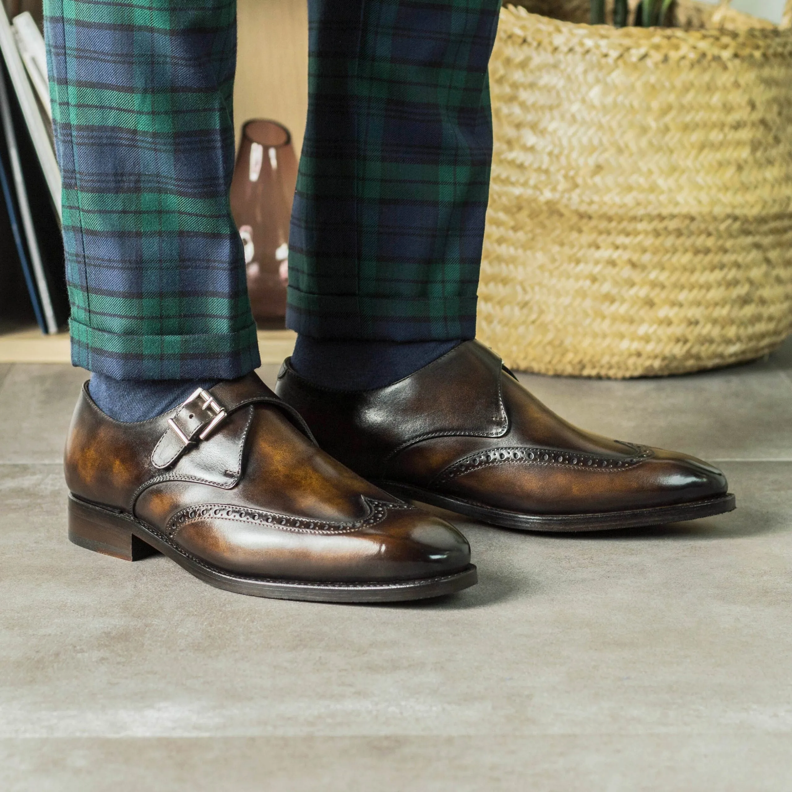 --Brown Single Monk Shoe-
