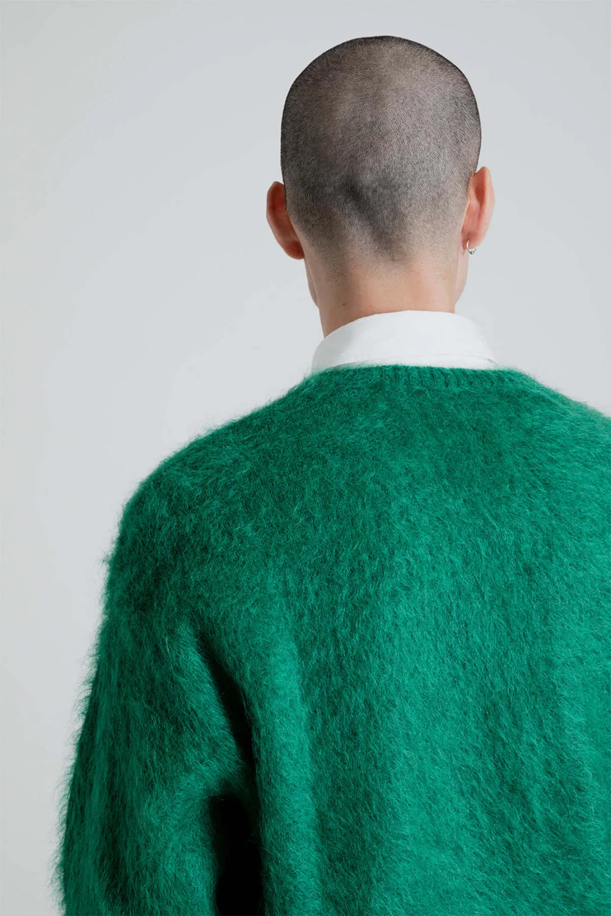 Brushed Wool Mohair Crewneck Pullover - Emerald Green