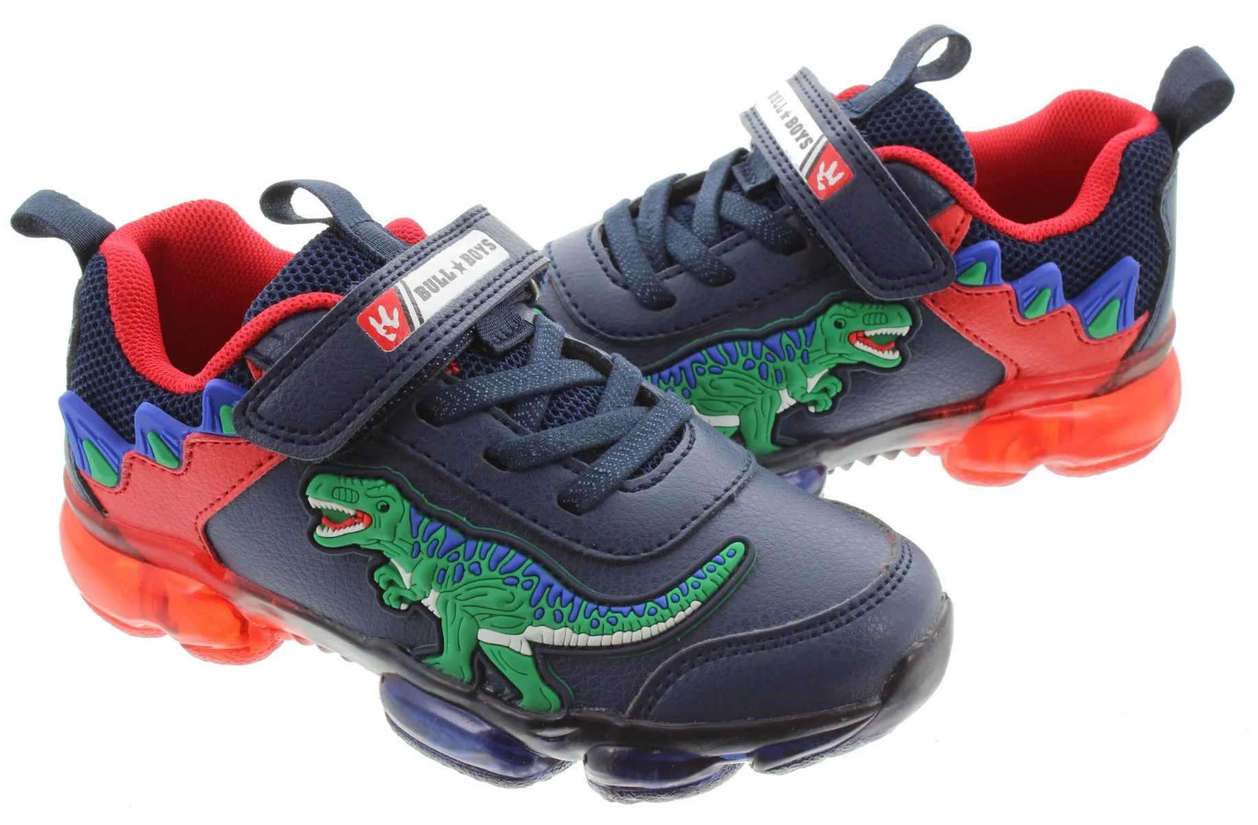 BULL BOYS Kids 2208 T Rex Flashing Light Up Trainers In Blue