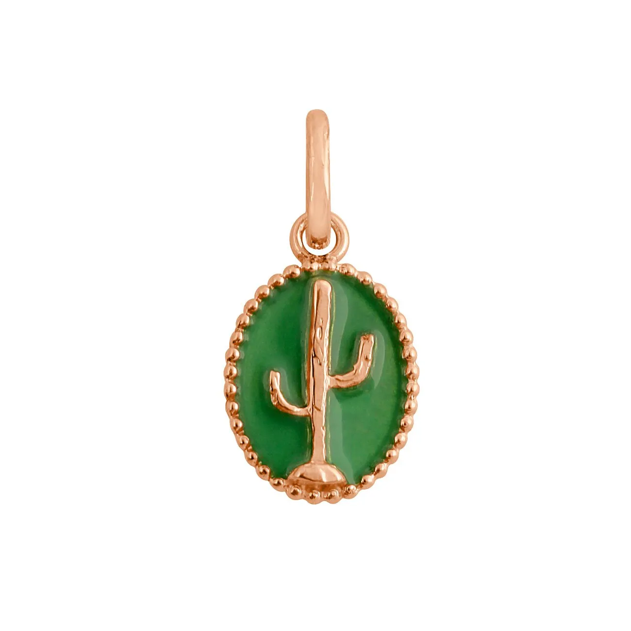 Cactus Green Resin pendant, Rose Gold