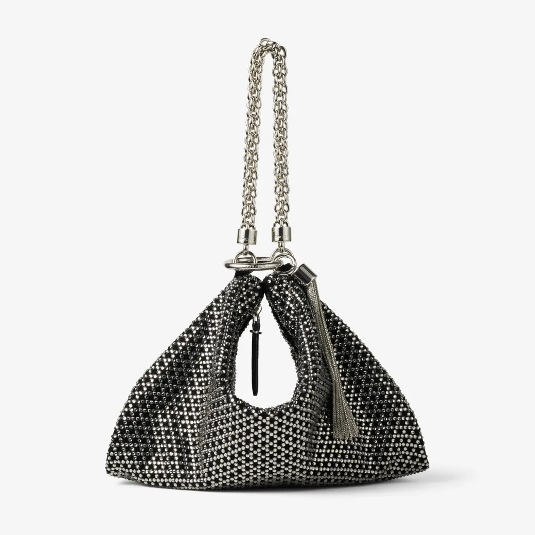 Callie Black Diamond Motif Crystal Hotfix on Suede Clutch Bag