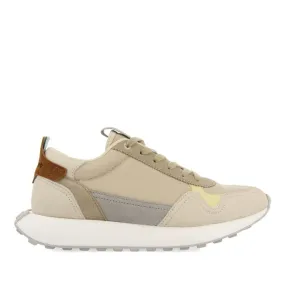 Carluke men's beige retro sneakers with contrasting colours