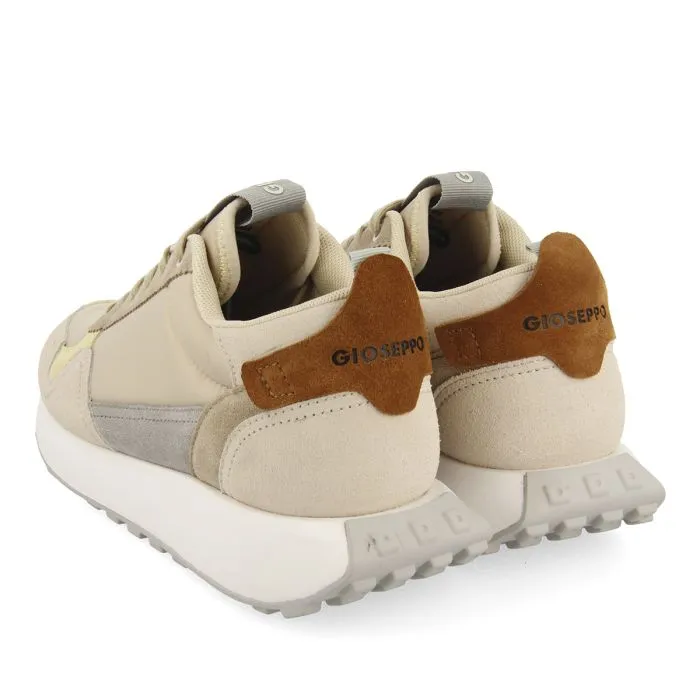 Carluke men's beige retro sneakers with contrasting colours