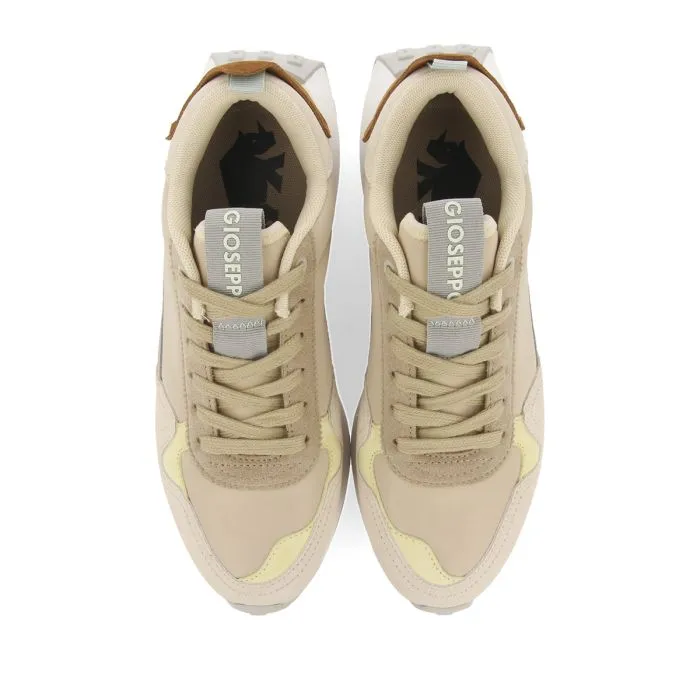 Carluke men's beige retro sneakers with contrasting colours