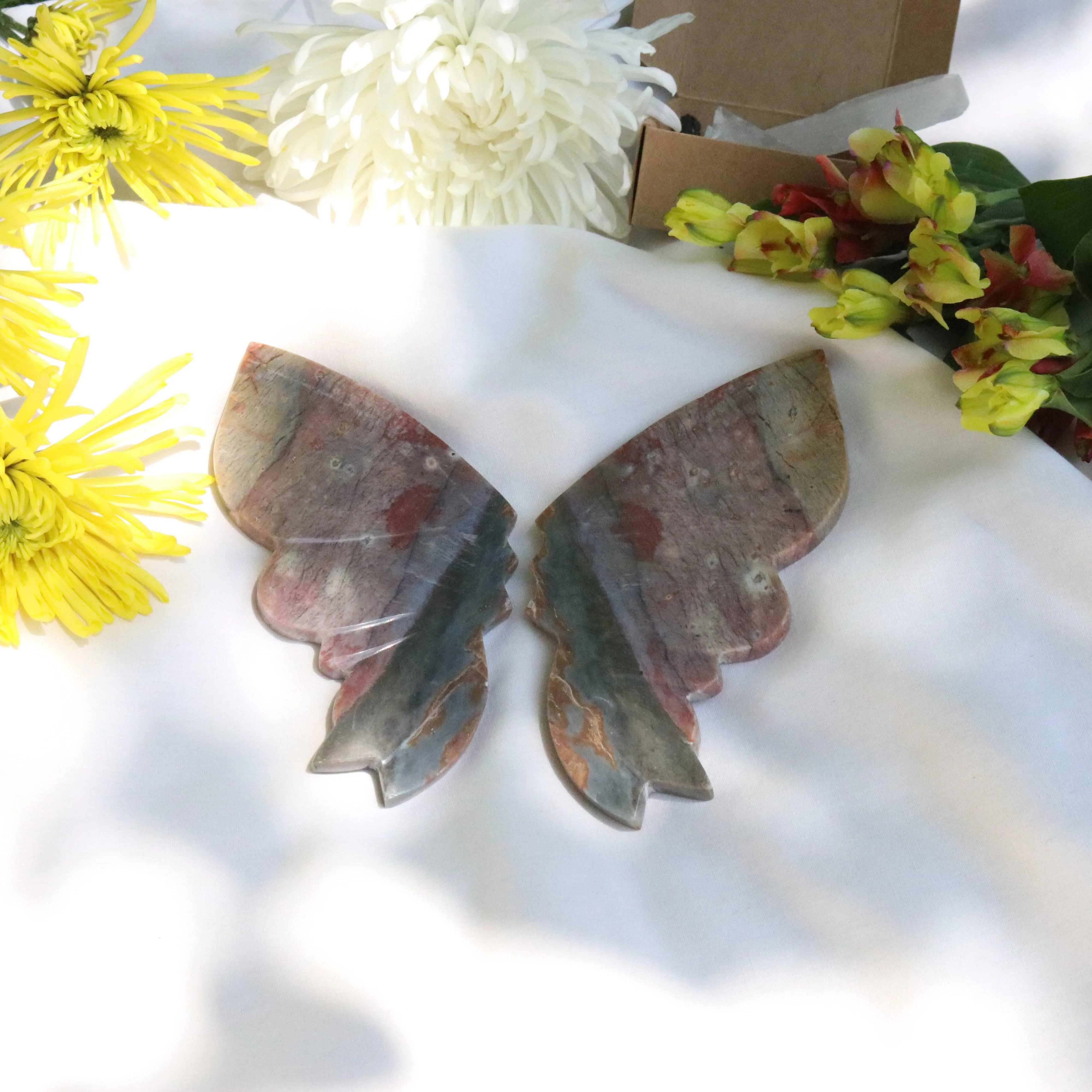 Carved Red Jasper Butterfly Wings from Indonesia~ Root Chakra Energy Flow