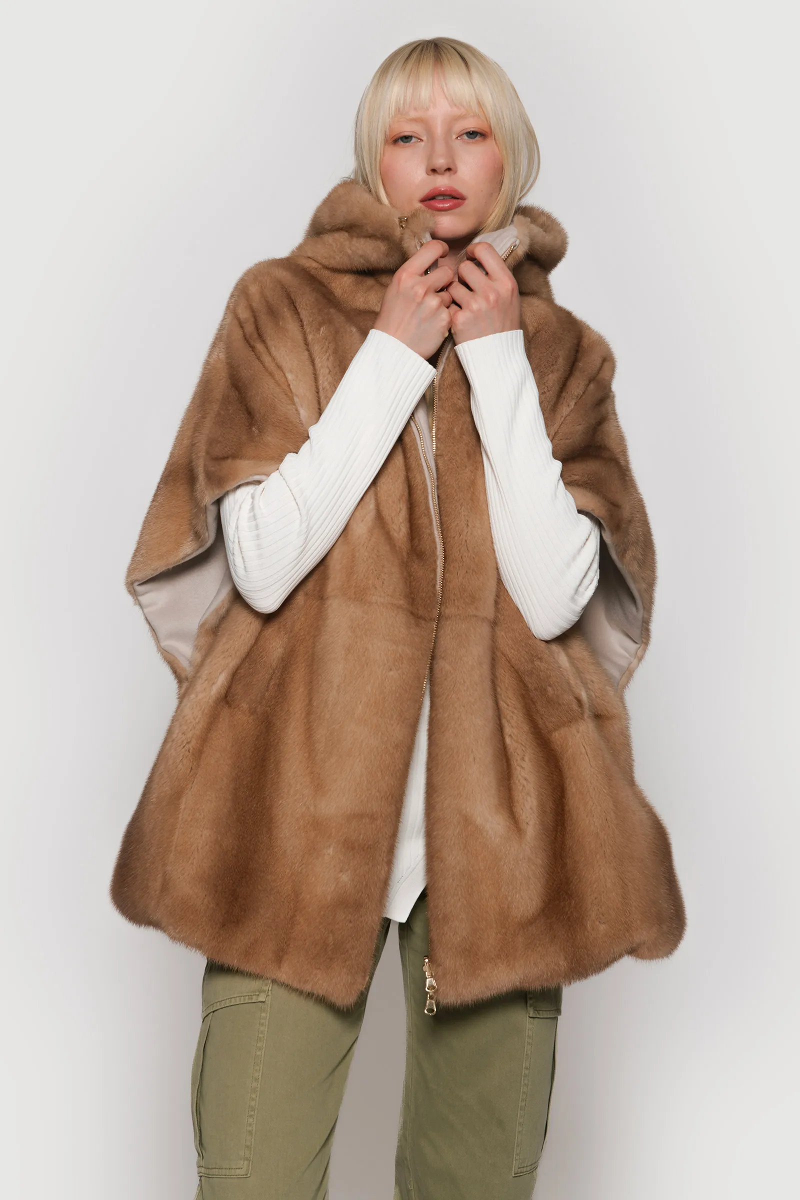 --Cashmere vest and light pastel mink-