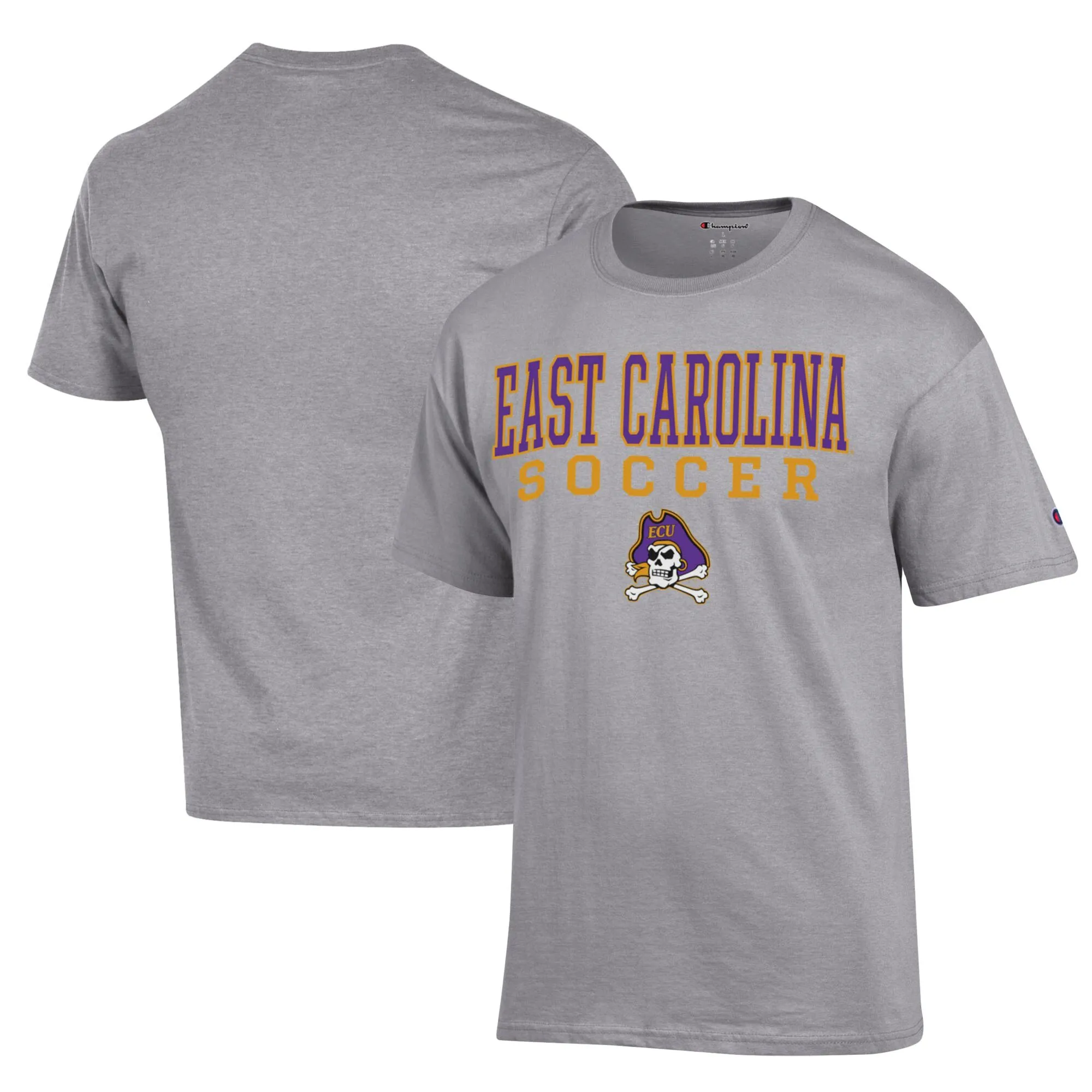 Champion ECU Pirates Gray Soccer Stack Logo Powerblend T-Shirt