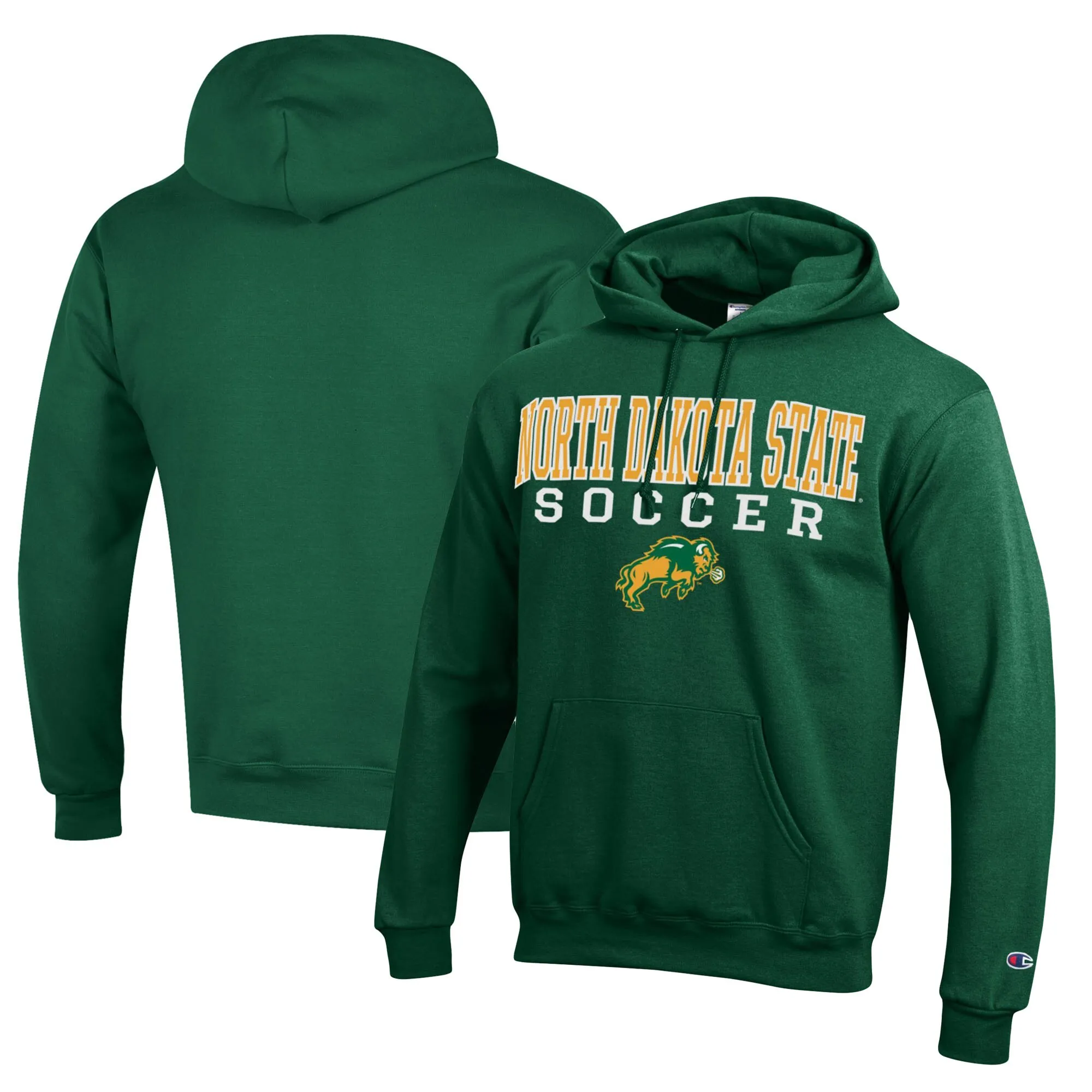 Champion NDSU Bison Green Soccer Stack Logo Powerblend Pullover Hoodie