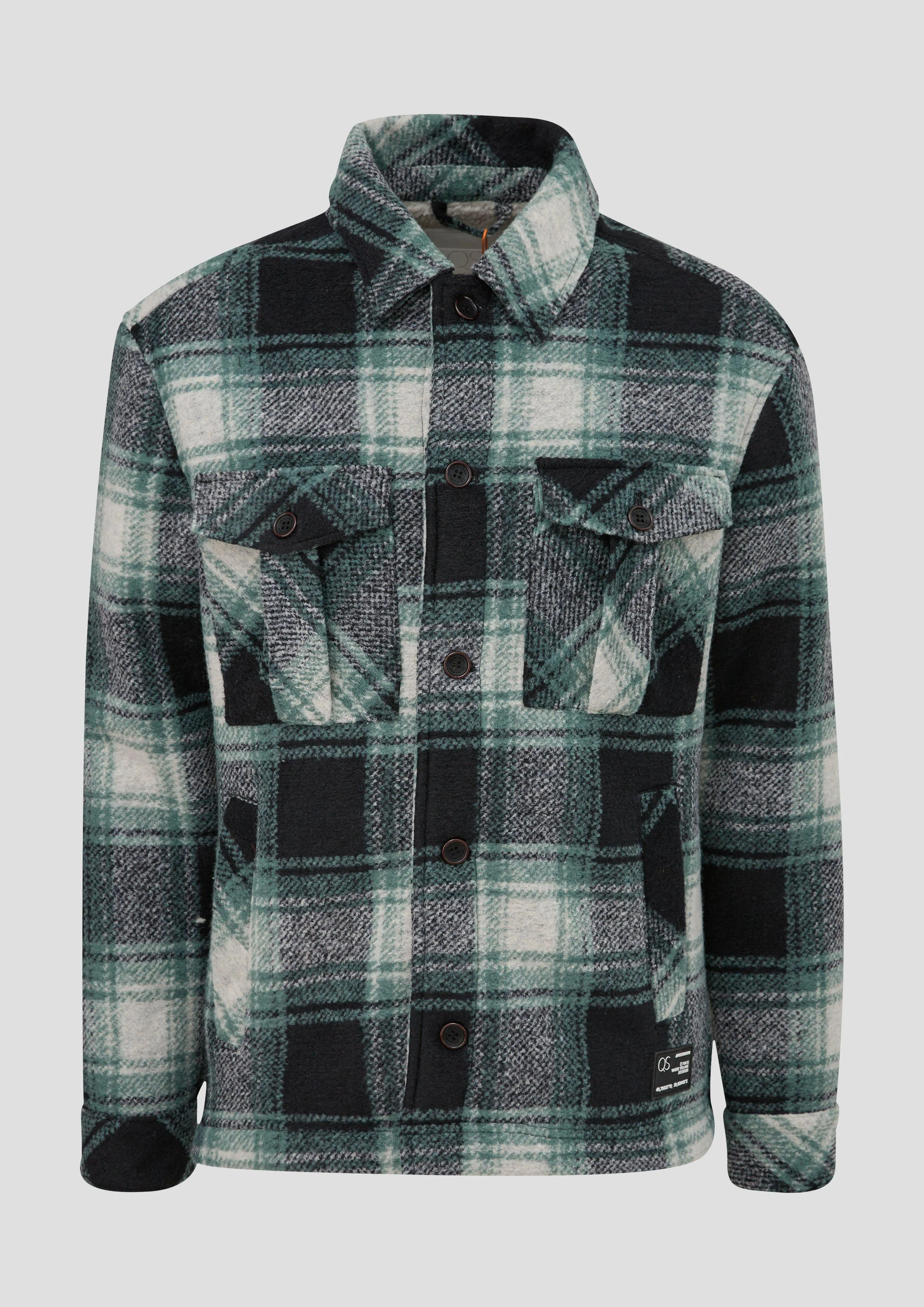 Check shirt jacket in a wool blend