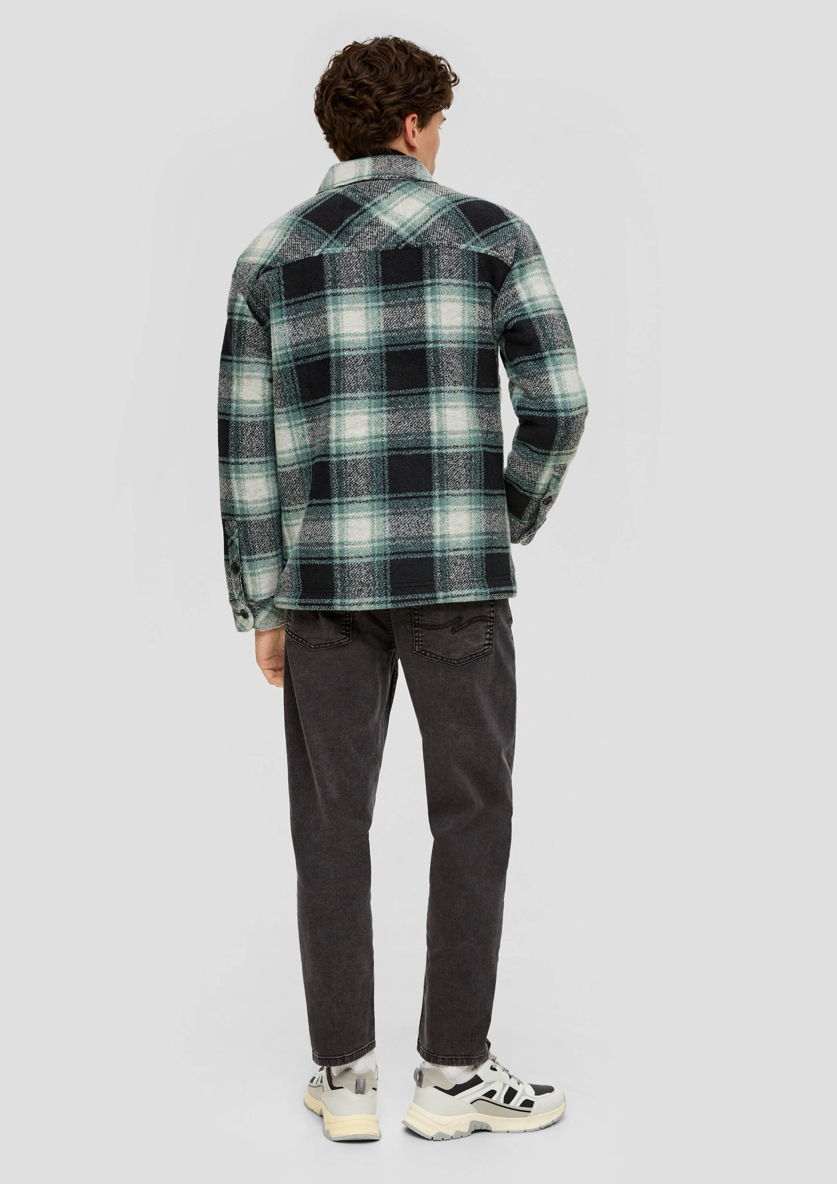 Check shirt jacket in a wool blend