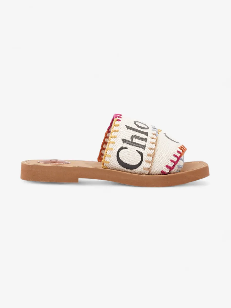 Chloe Woody Sandals White / Black Fabric EU 34 UK 1