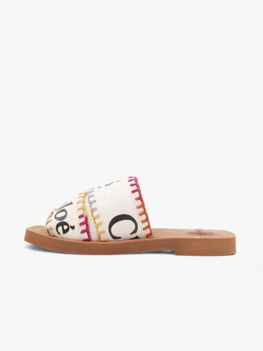 Chloe Woody Sandals White / Black Fabric EU 34 UK 1