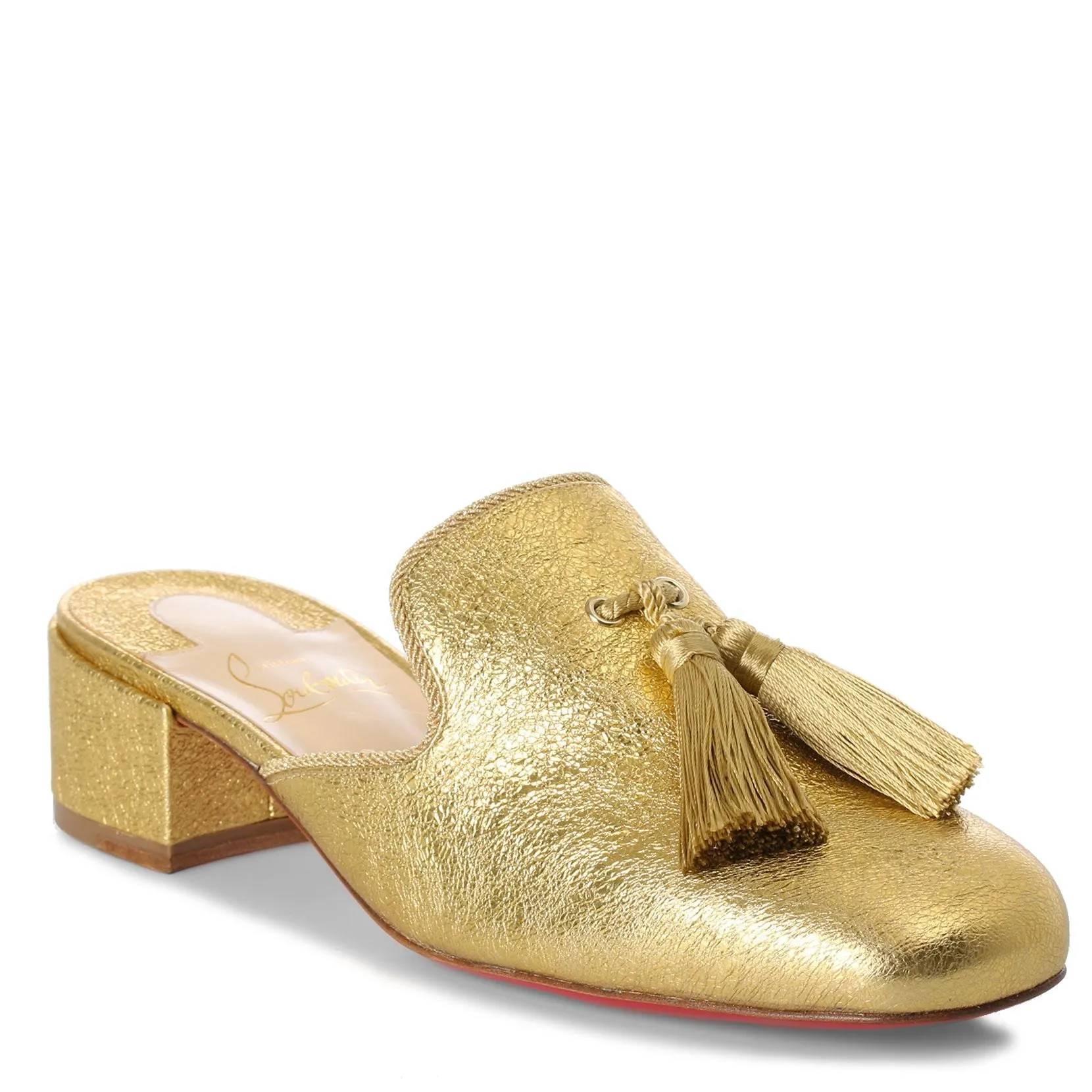 Christian Louboutin Barry 35 metallic gold leather mules